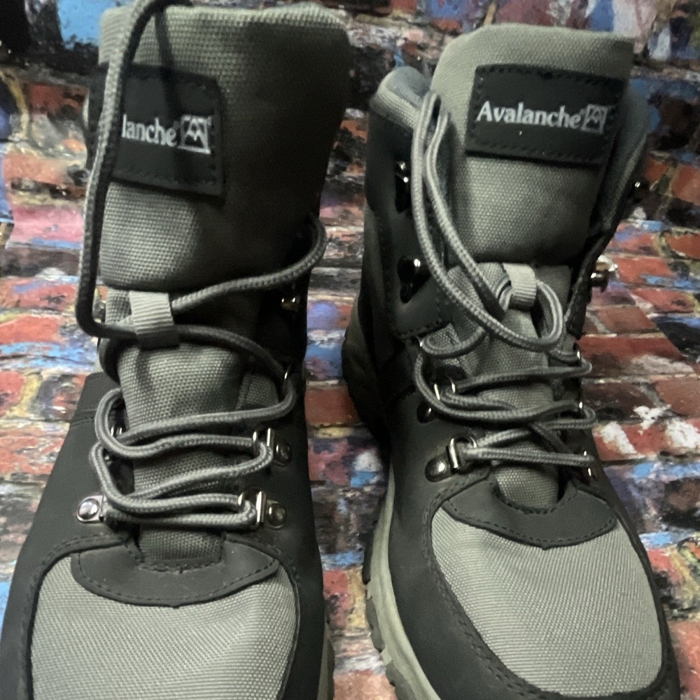 Avalanche Gray/Black Lace-Up Hiking Boots Rugged men's us 9